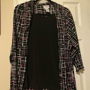 Black shirt with attached cardigan